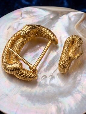 Rare Archival WATHNE Serpent Buckle & Keeper Set 53 grams